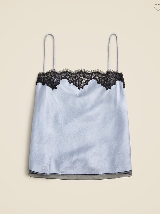J. Crew Tops - J. Crew Light Blue Satin Cami with Black Lace